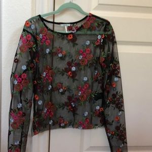 long sleeve sheer top